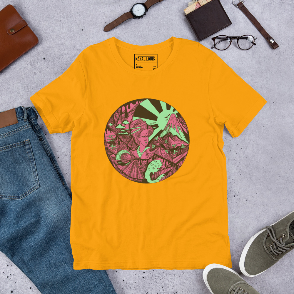 Pink and Green Dreaming of Japan - Japanese Circle T-shirt - Image 6