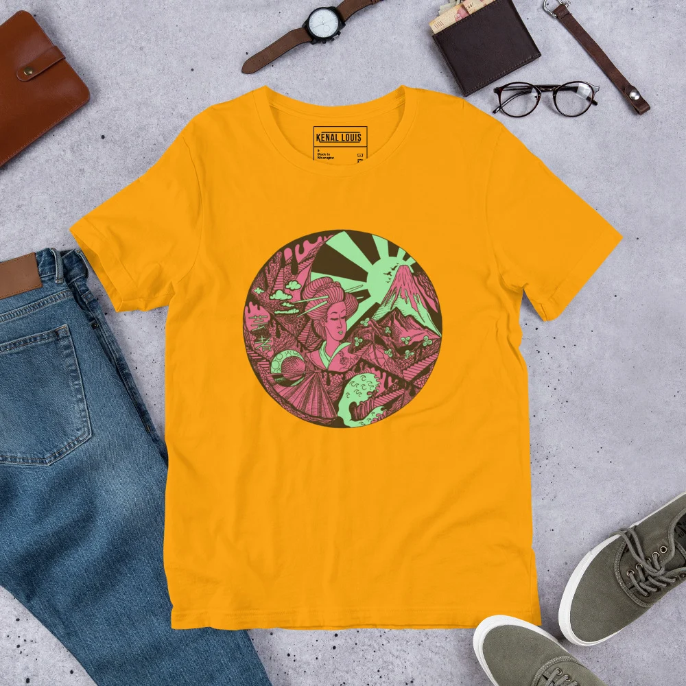 Pink and Green Dreaming of Japan - Japanese Circle T-shirt - Image 6