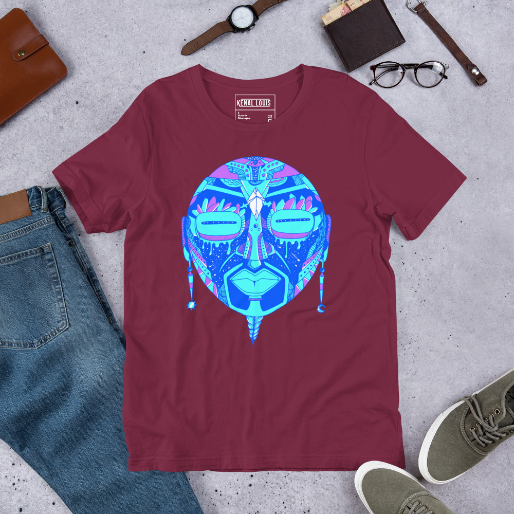 Blue African Mask No. 2 - African T-shirt - Image 7