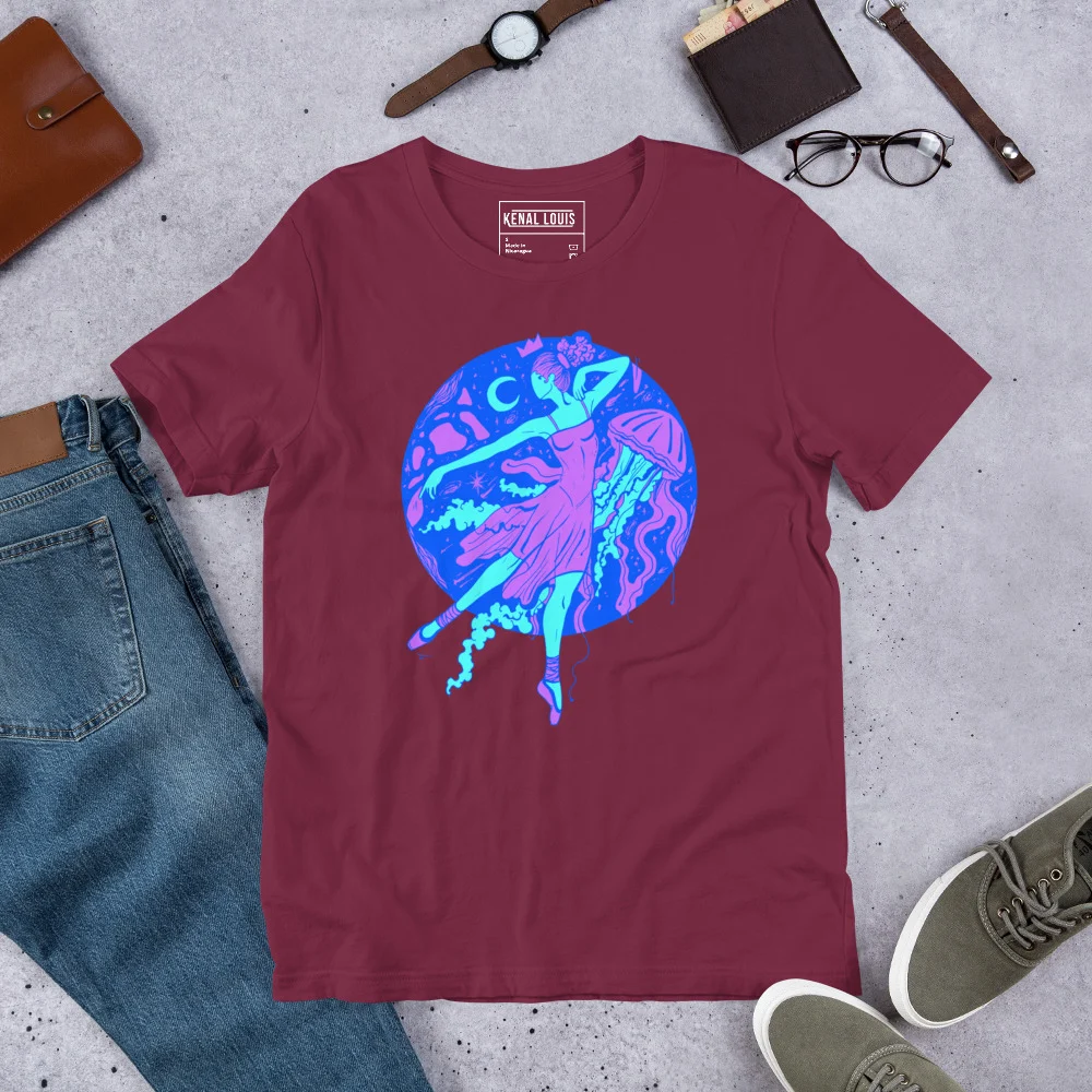 Blue The Oceanic Dancer | Ballerina Drawing T-shirt - Image 7