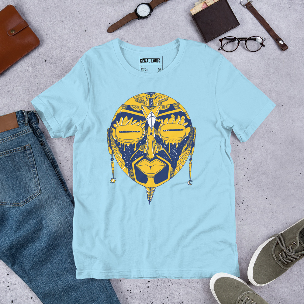 Navy Yellow African Mask No. 2 - African T-shirt - Image 8