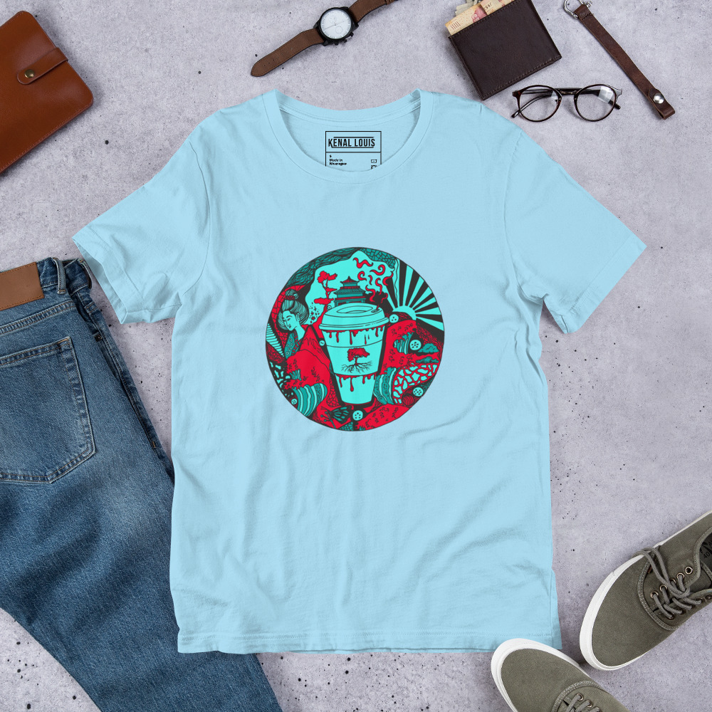 Turquoise Red Coffee in Japan - Coffee T-shirt - Image 8