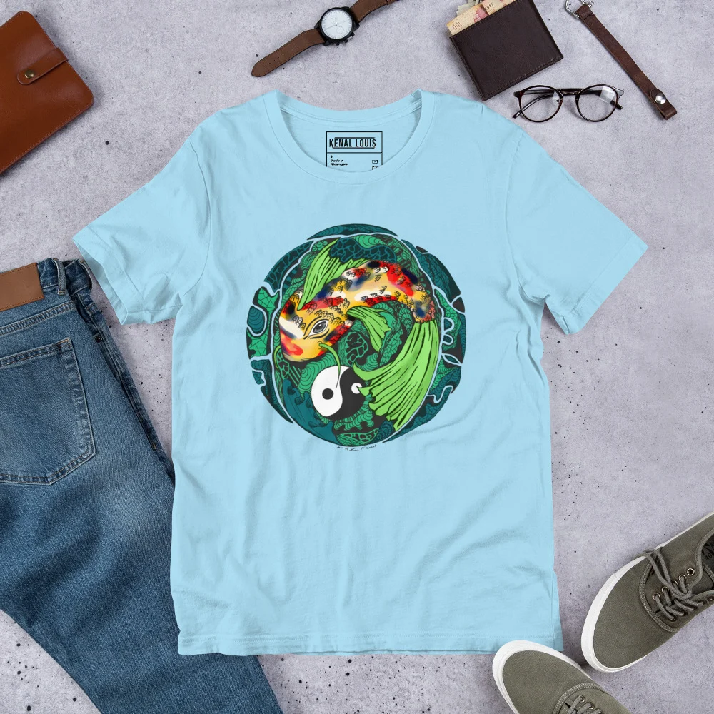 Green Koi of Balance - Koi Fish T-shirt - Image 8