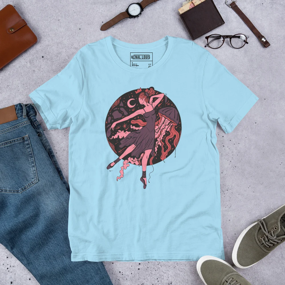 Amber and Rose The Oceanic Dancer | Ballerina Drawing T-shirt - Image 8