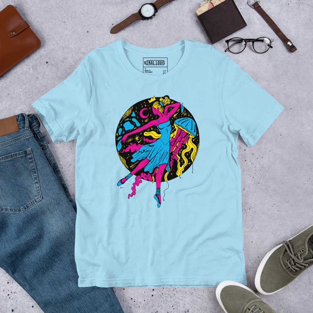 Pink and Green The Oceanic Dancer | Ballerina Drawing T-shirt - Image 8