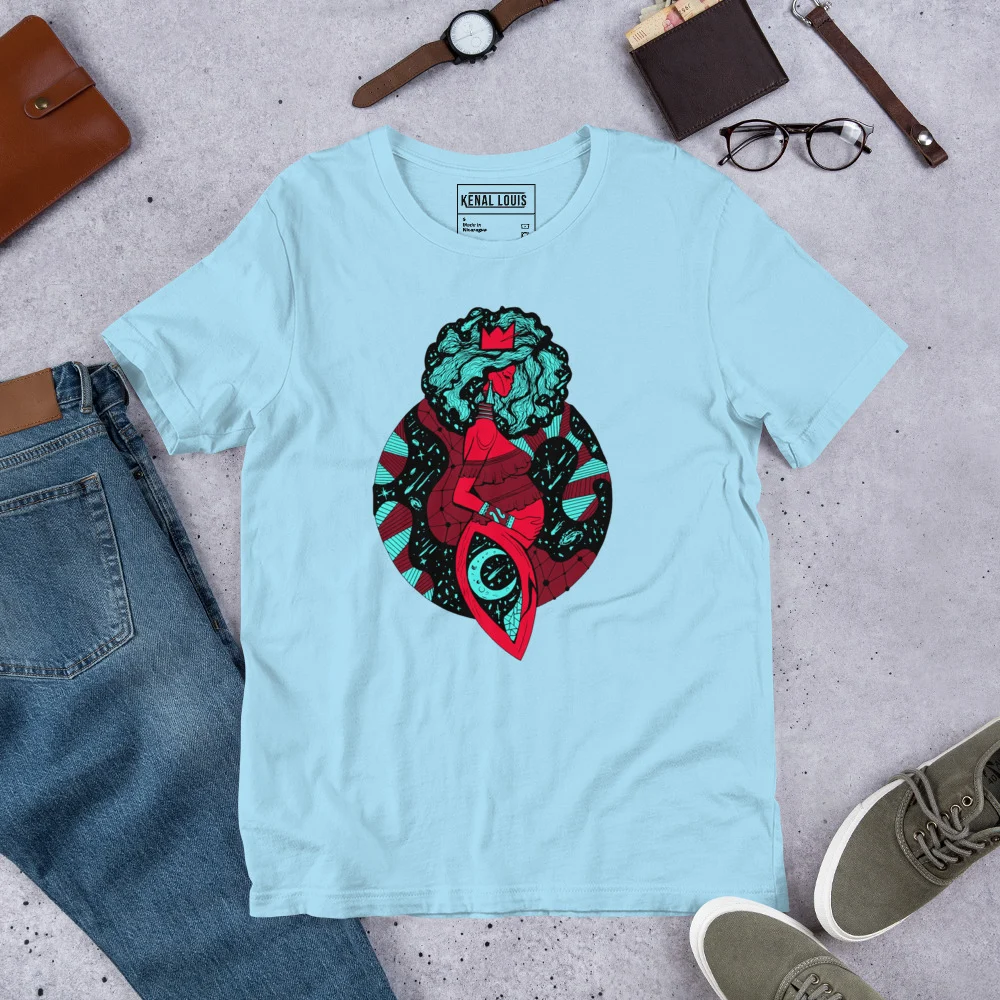 Turquoise Red Birth of Sahelle | Art gift for Mom T-shirt - Image 8