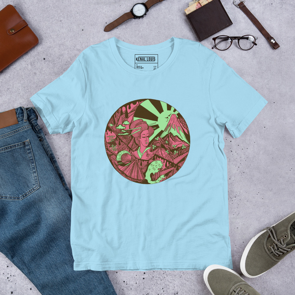 Pink and Green Dreaming of Japan - Japanese Circle T-shirt - Image 8