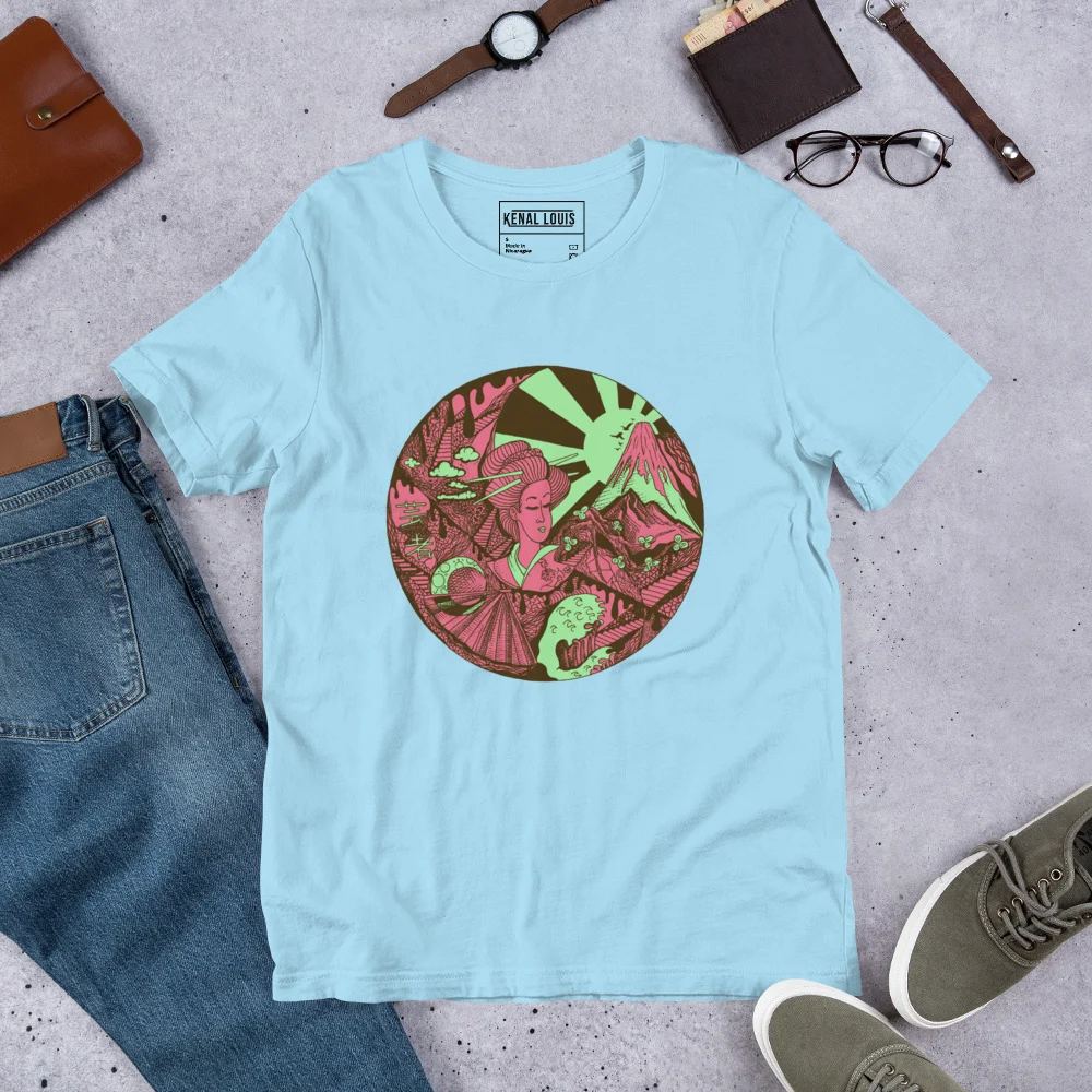 Pink and Green Dreaming of Japan - Japanese Circle T-shirt - Image 8