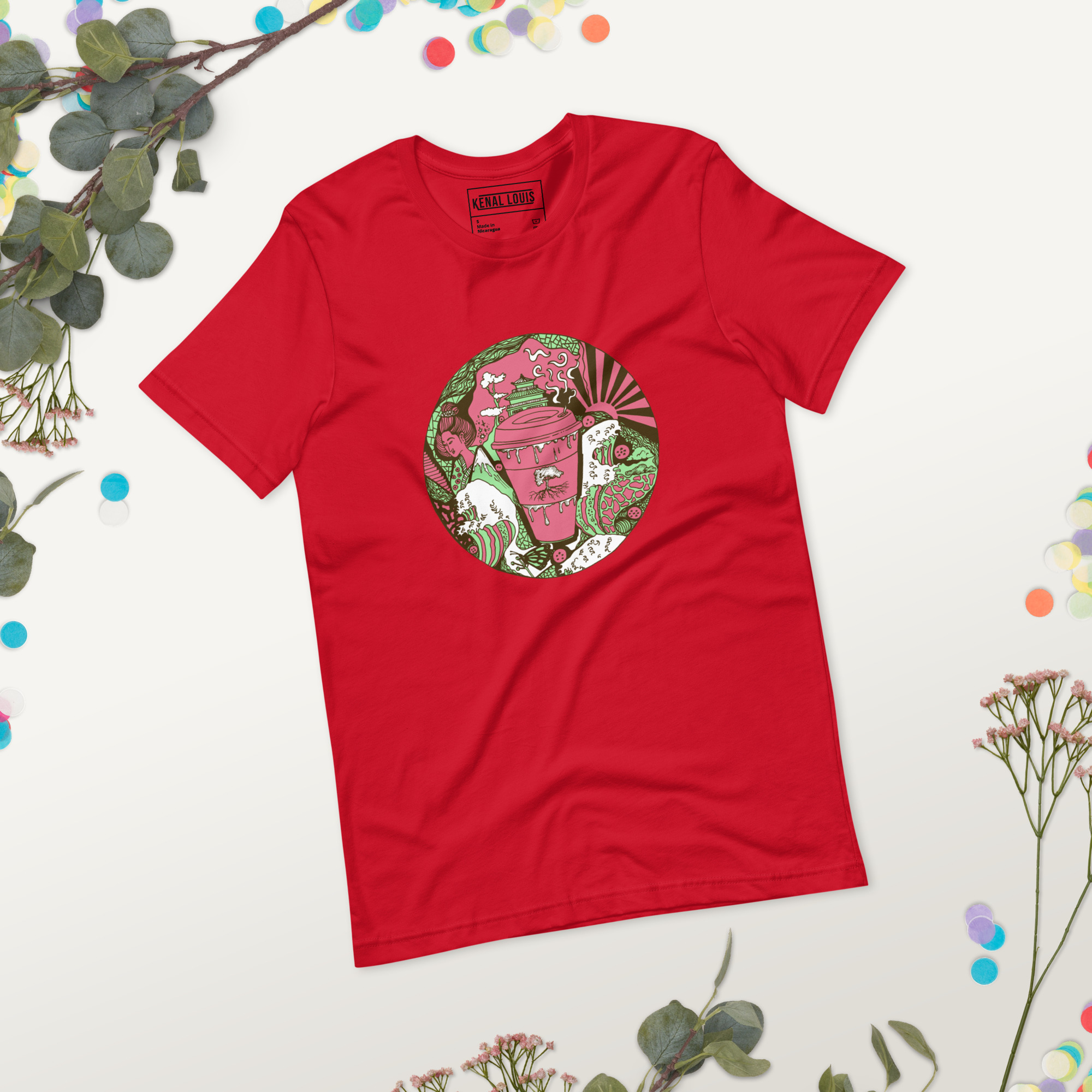 Pink and Green Coffee in Japan - Coffee T-shirt - Image 3