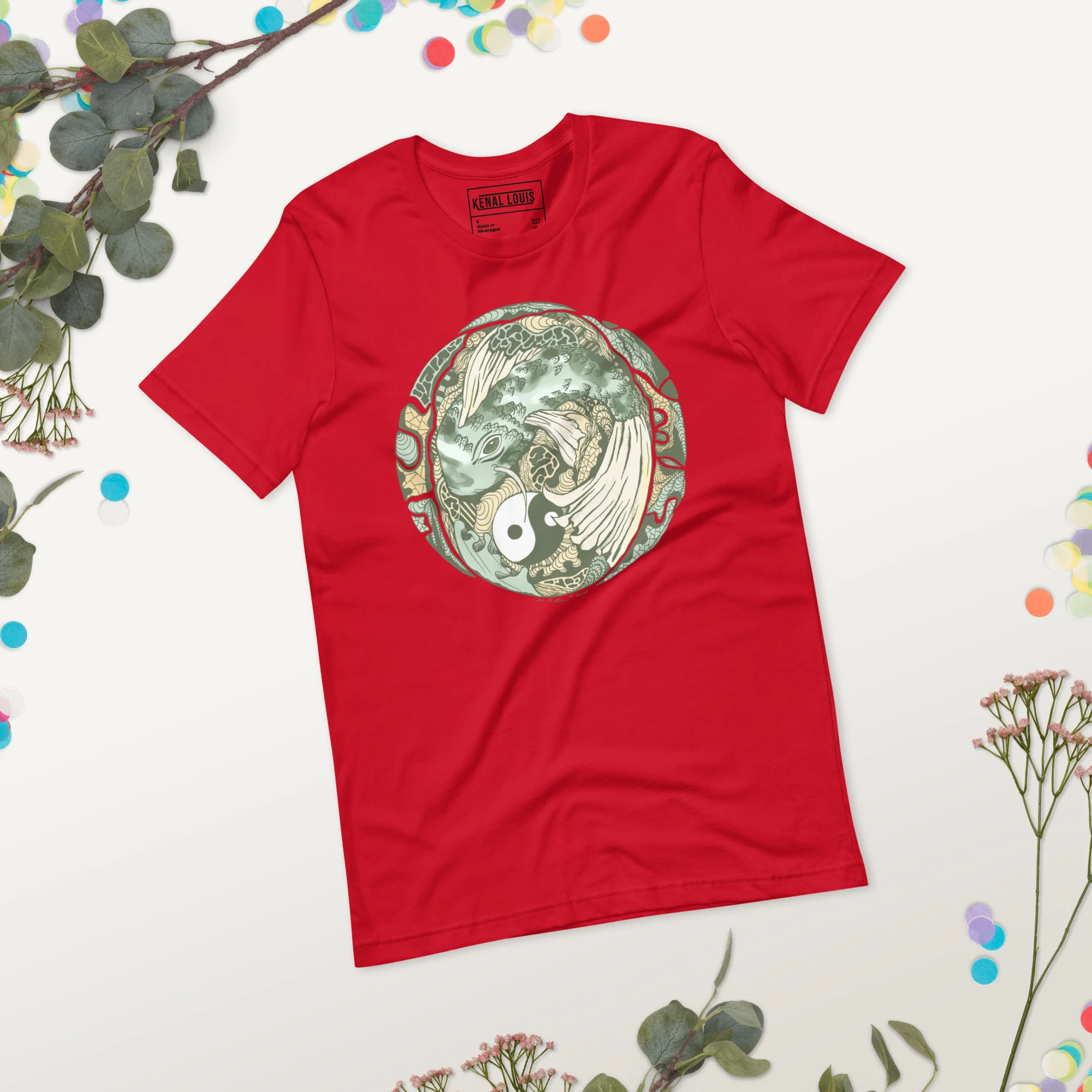 Sage Green Koi of Balance - Koi Fish T-shirt - Image 3