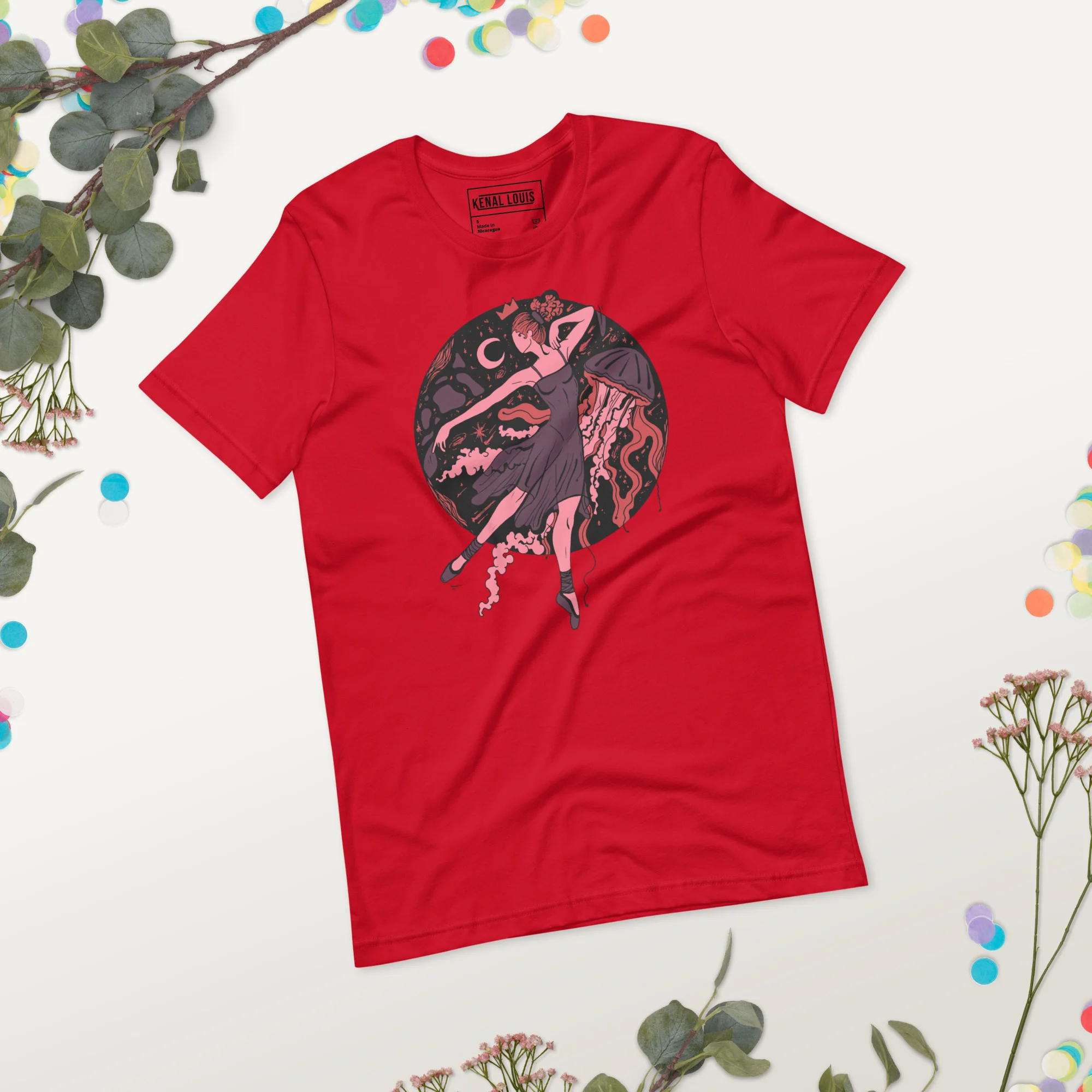 Amber and Rose The Oceanic Dancer | Ballerina Drawing T-shirt - Image 3