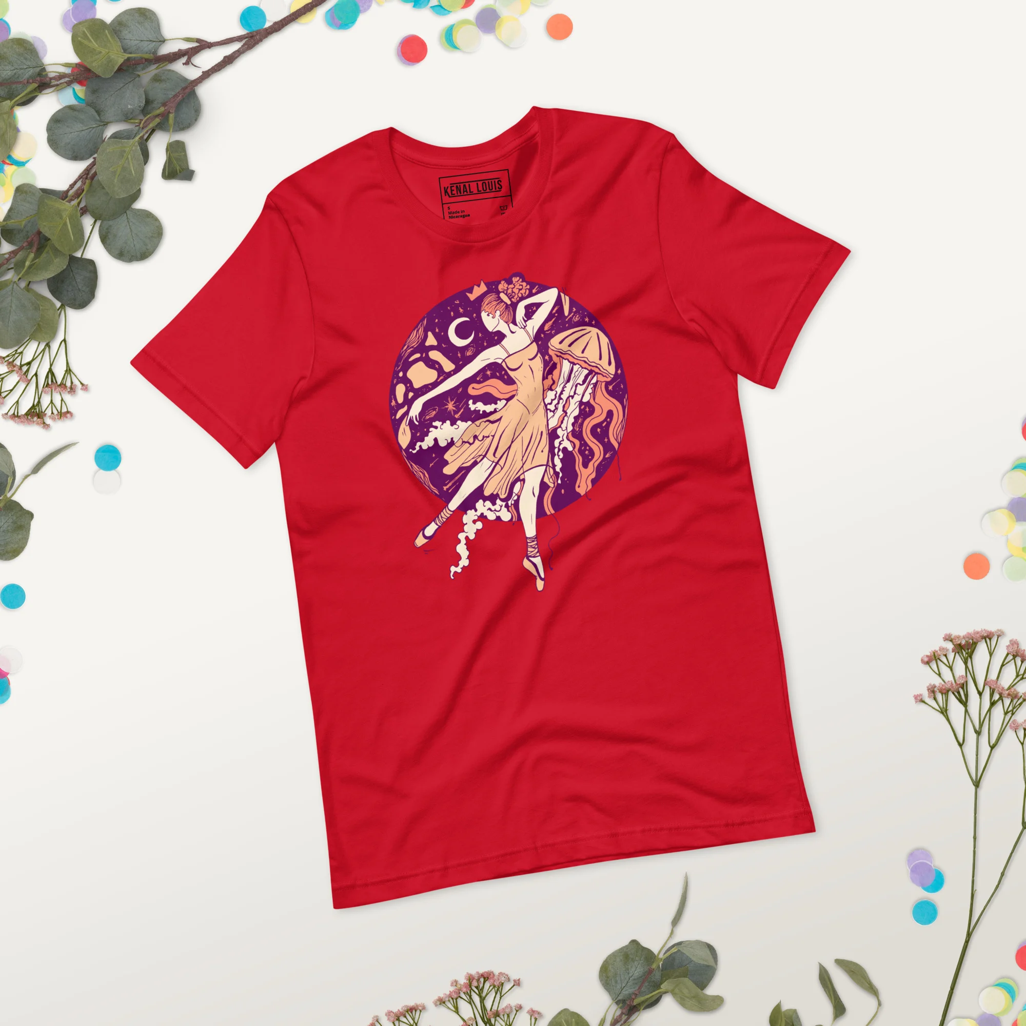 Peach The Oceanic Dancer | Ballerina Drawing T-shirt - Image 3