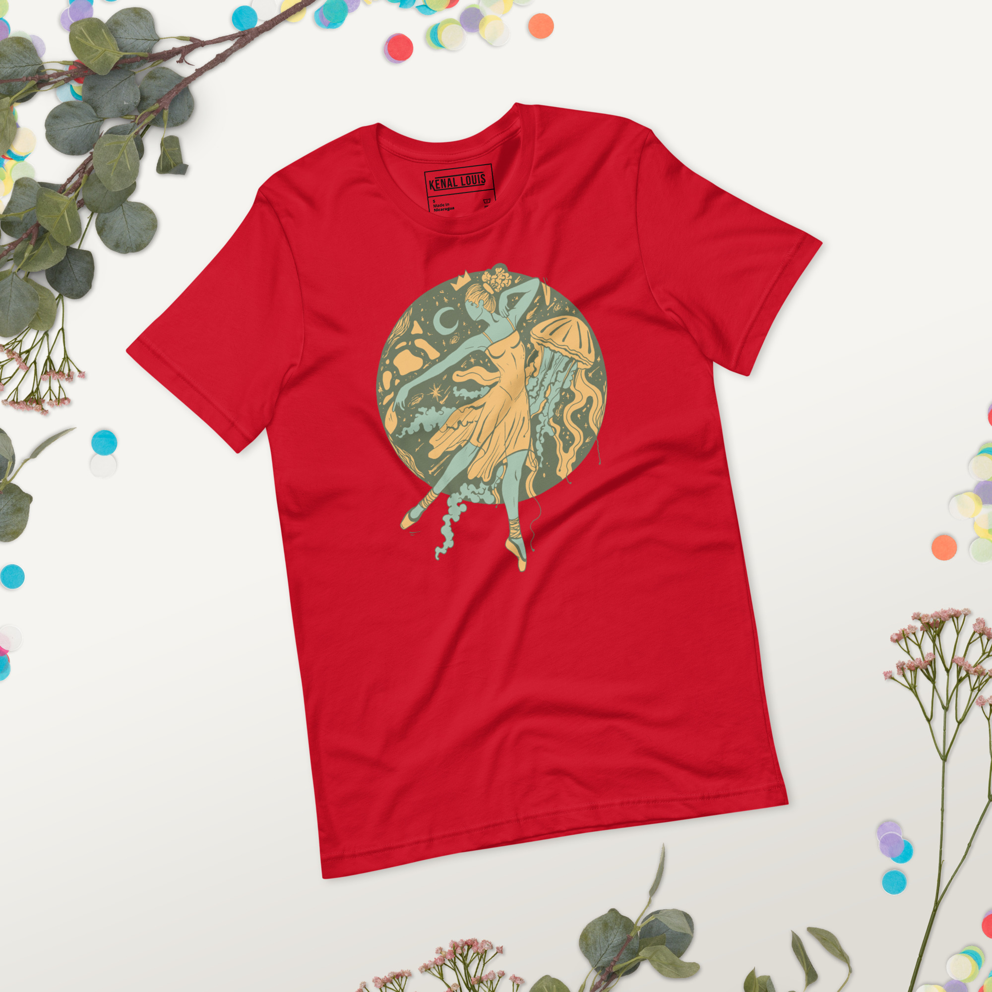 Sage Green The Oceanic Dancer | Ballerina Drawing T-shirt - Image 3