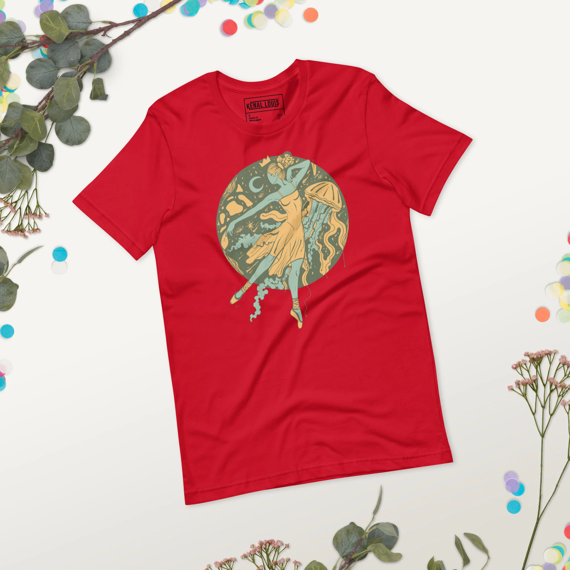 Sage Green The Oceanic Dancer | Ballerina Drawing T-shirt - Image 3