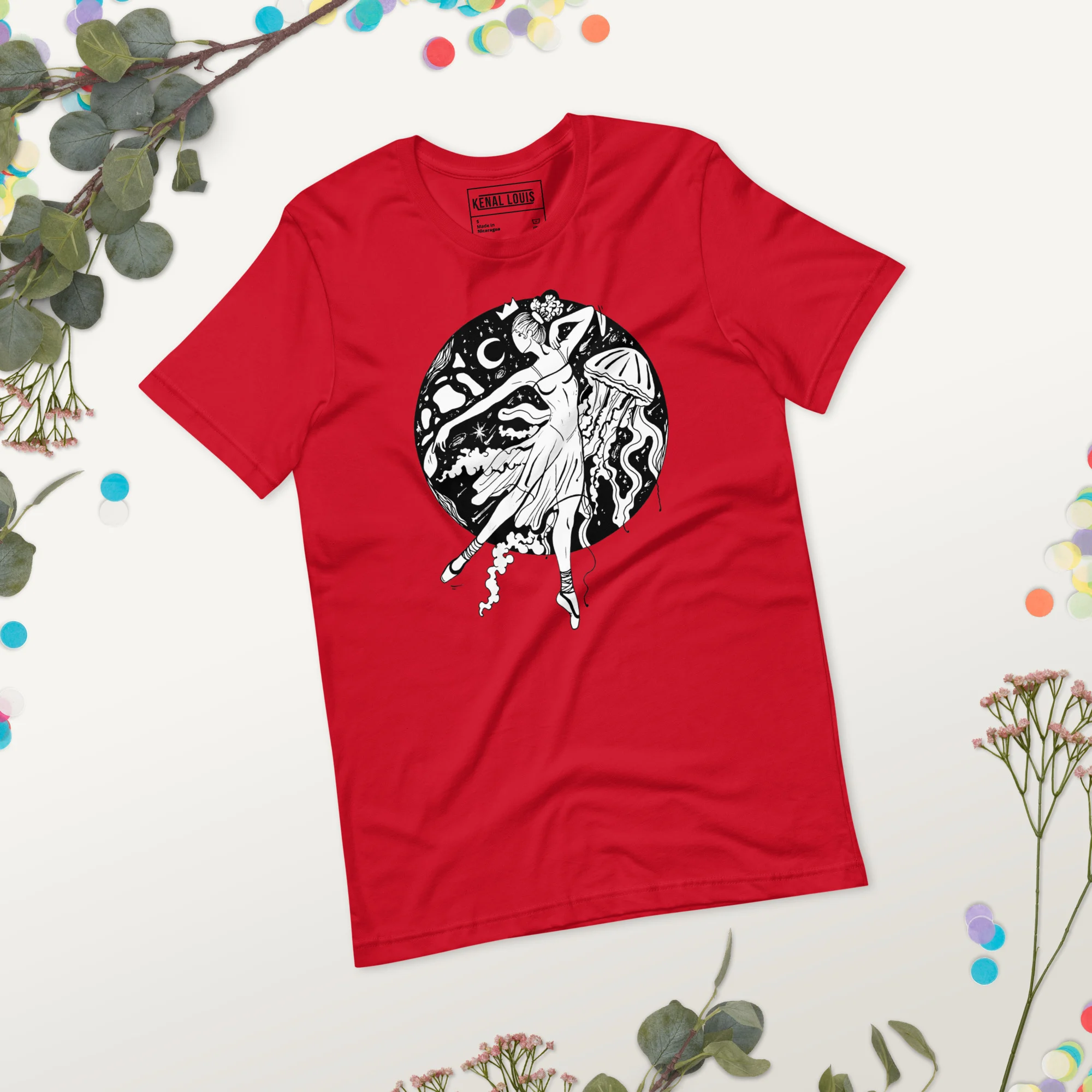 The Oceanic Dancer | Ballerina Drawing T-shirt - Image 3