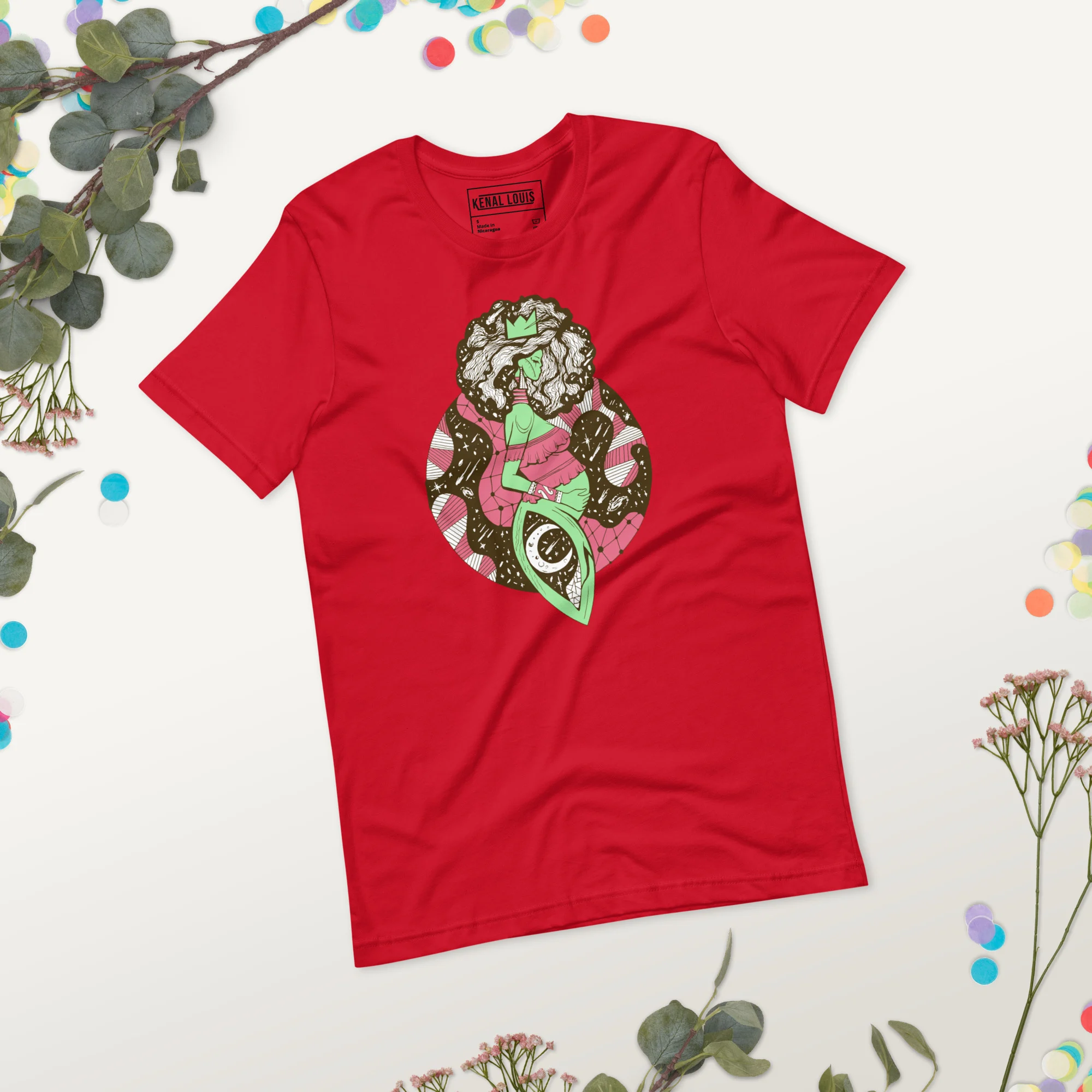 Pink and Green Birth of Sahelle | Art gift for Mom T-shirt - Image 3