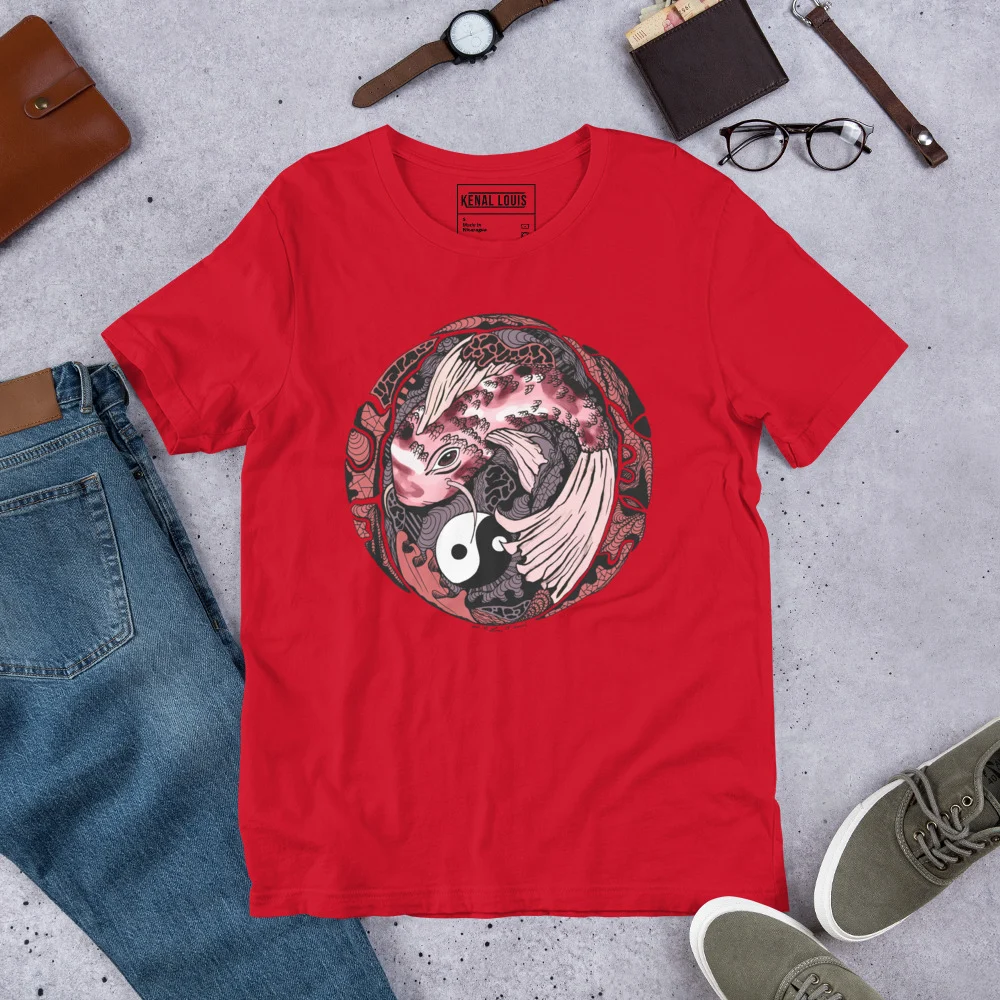 Amber and Rose Koi of Balance - Koi Fish T-shirt - Image 5
