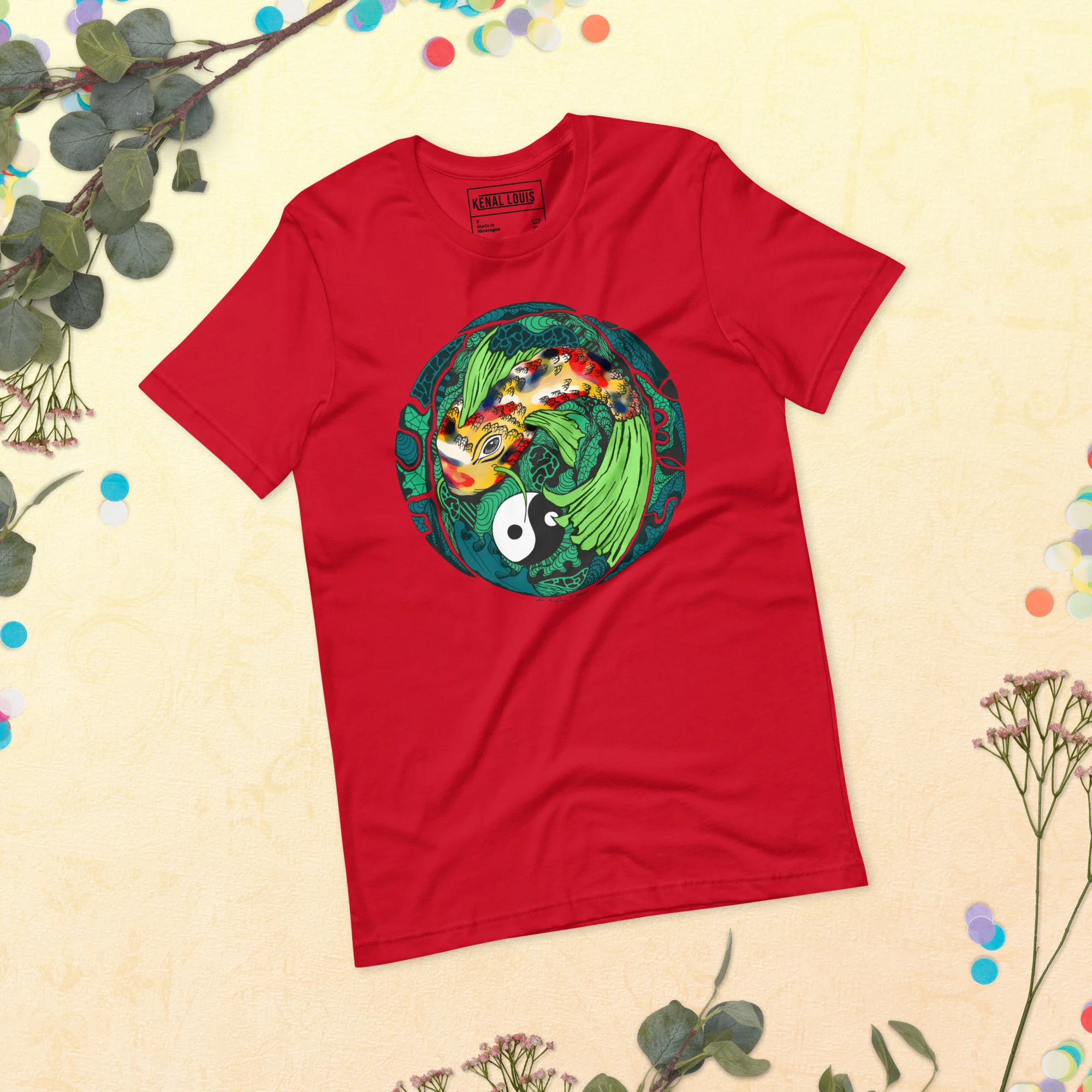 Green Koi of Balance - Koi Fish T-shirt - Image 4