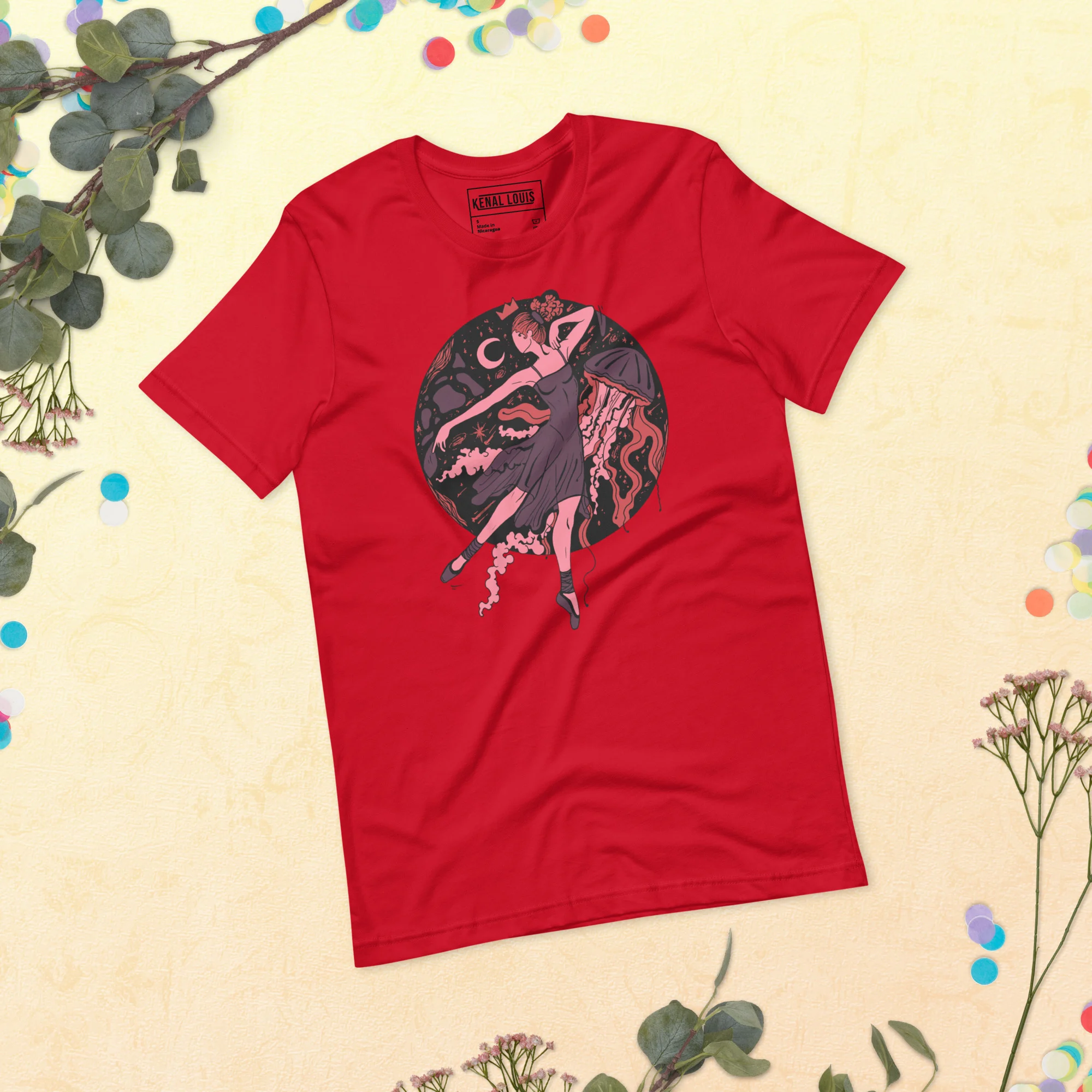 Amber and Rose The Oceanic Dancer | Ballerina Drawing T-shirt - Image 4