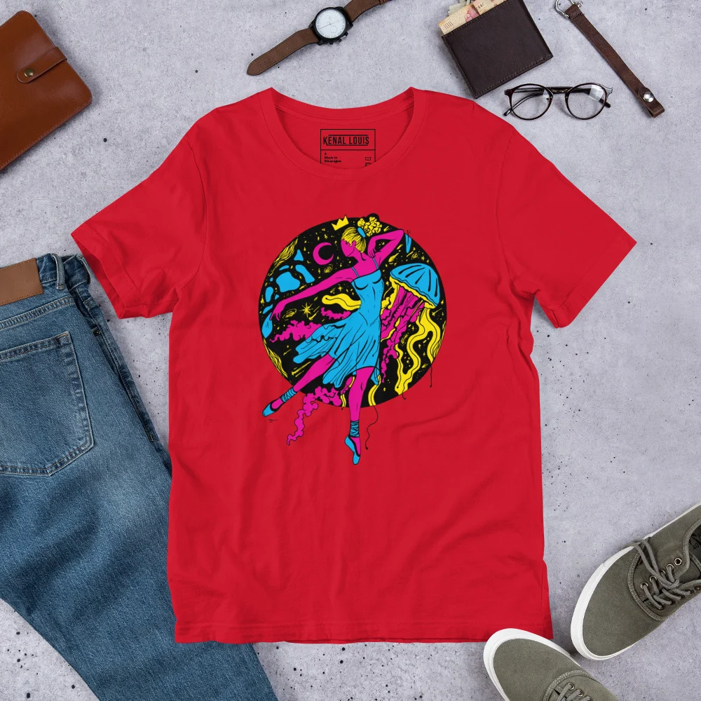 Pink and Green The Oceanic Dancer | Ballerina Drawing T-shirt - Image 5