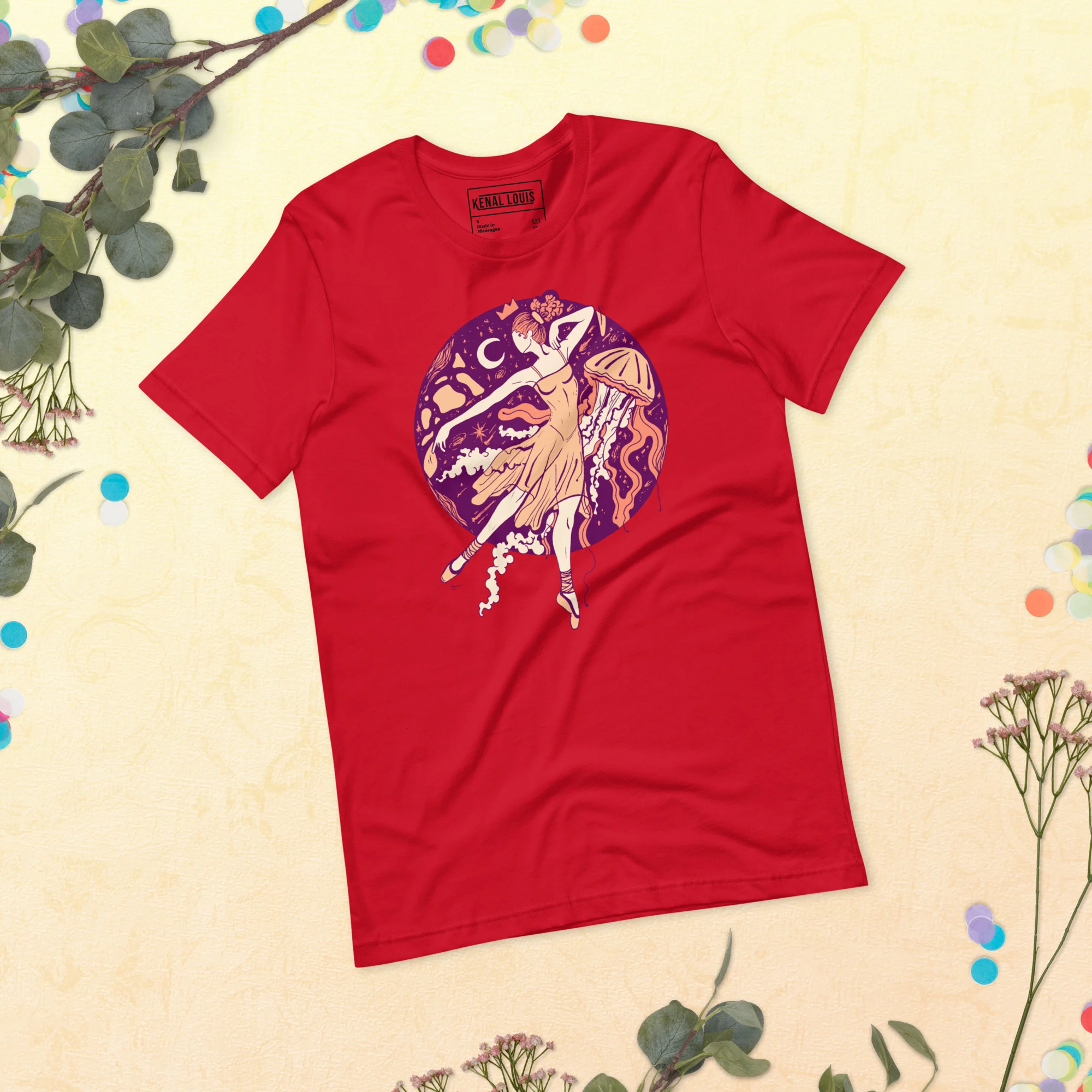 Peach The Oceanic Dancer | Ballerina Drawing T-shirt - Image 4