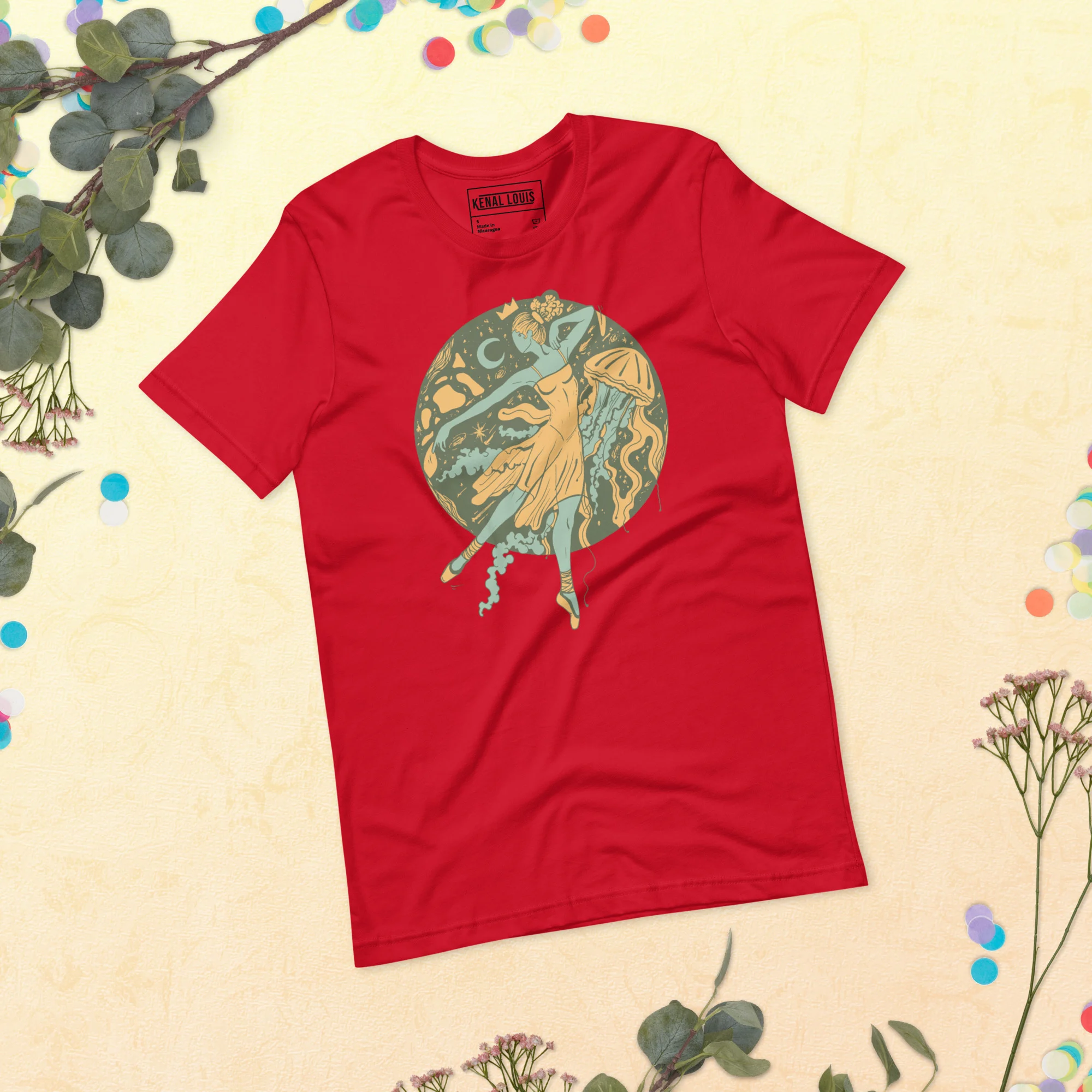Sage Green The Oceanic Dancer | Ballerina Drawing T-shirt - Image 4
