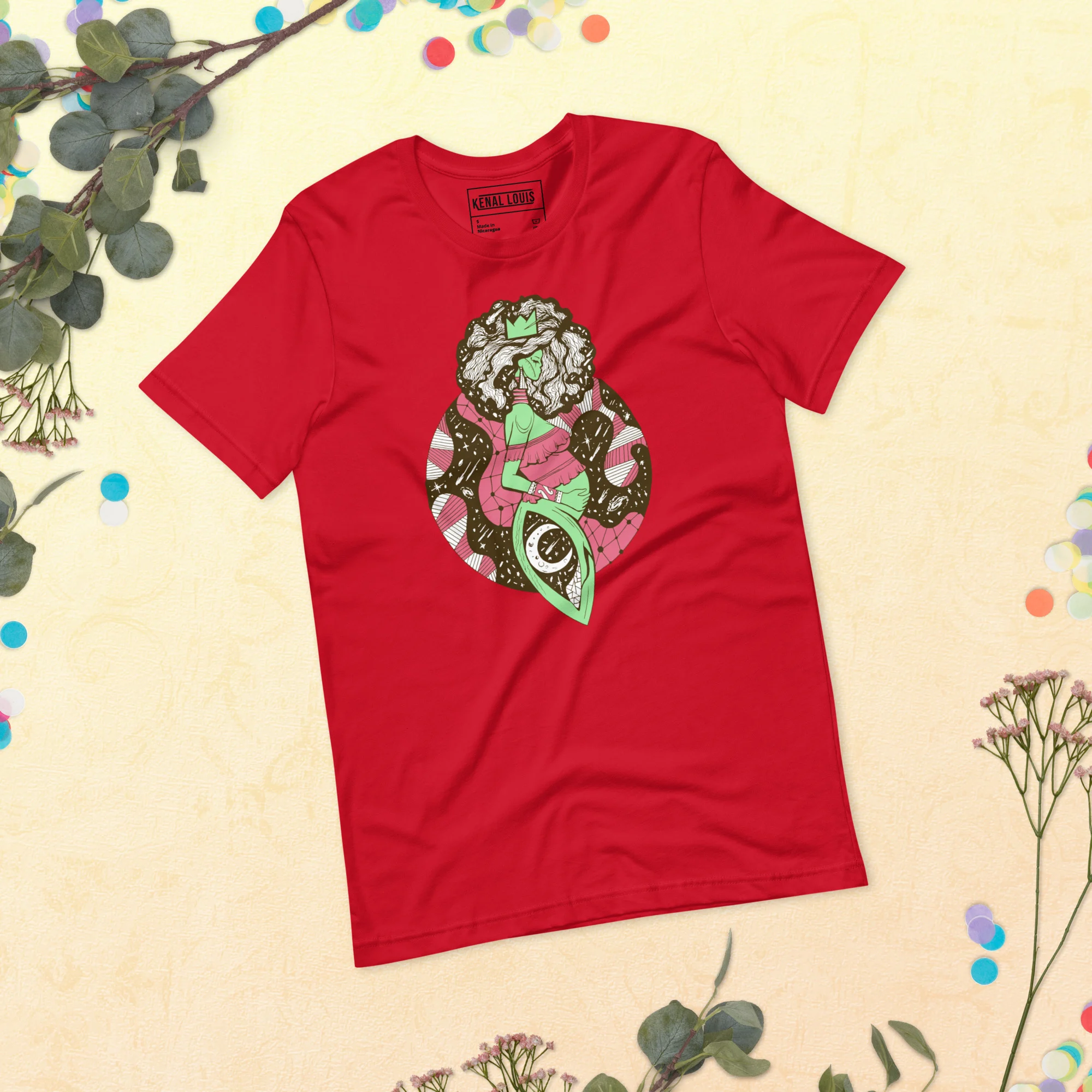 Pink and Green Birth of Sahelle | Art gift for Mom T-shirt - Image 4
