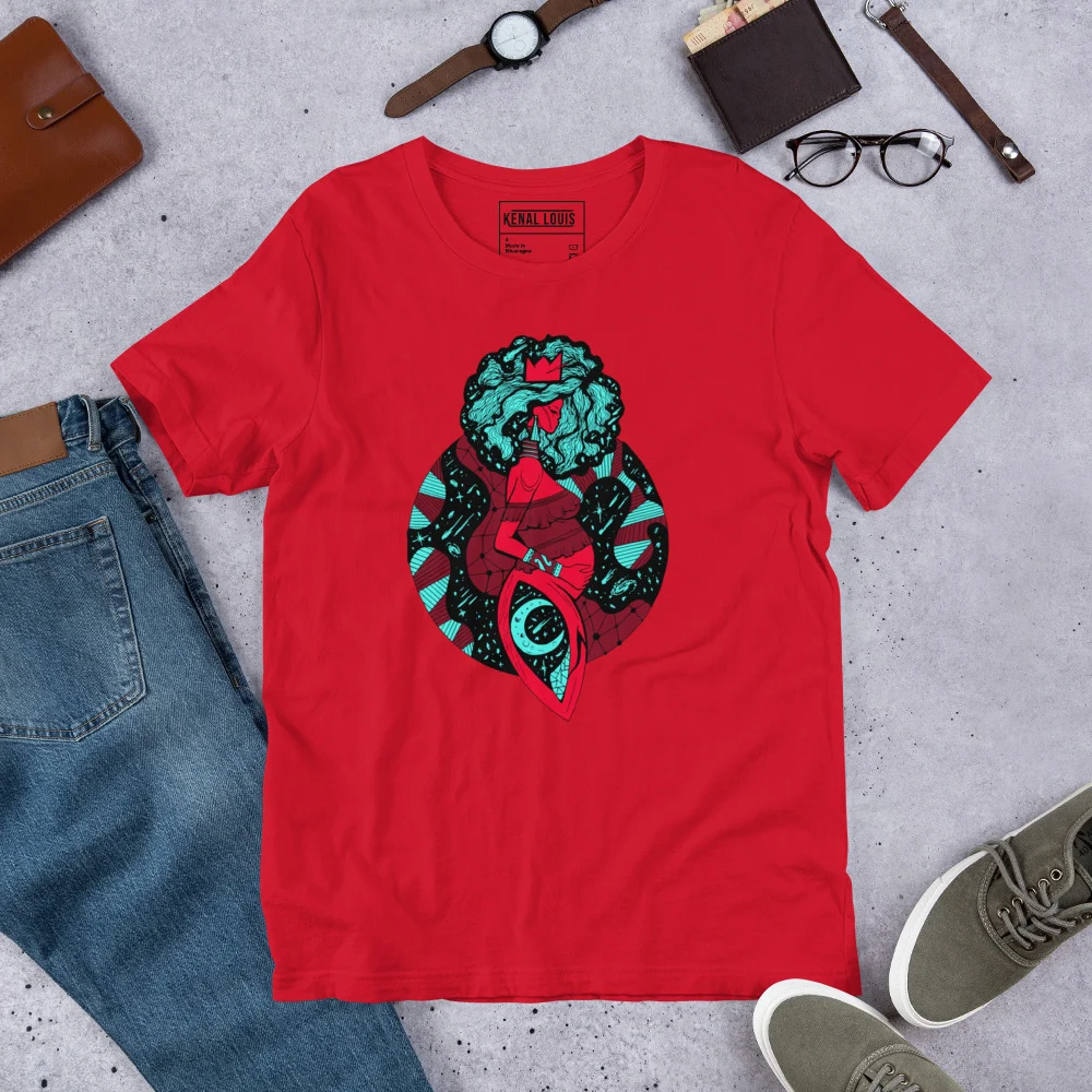 Turquoise Red Birth of Sahelle | Art gift for Mom T-shirt - Image 5
