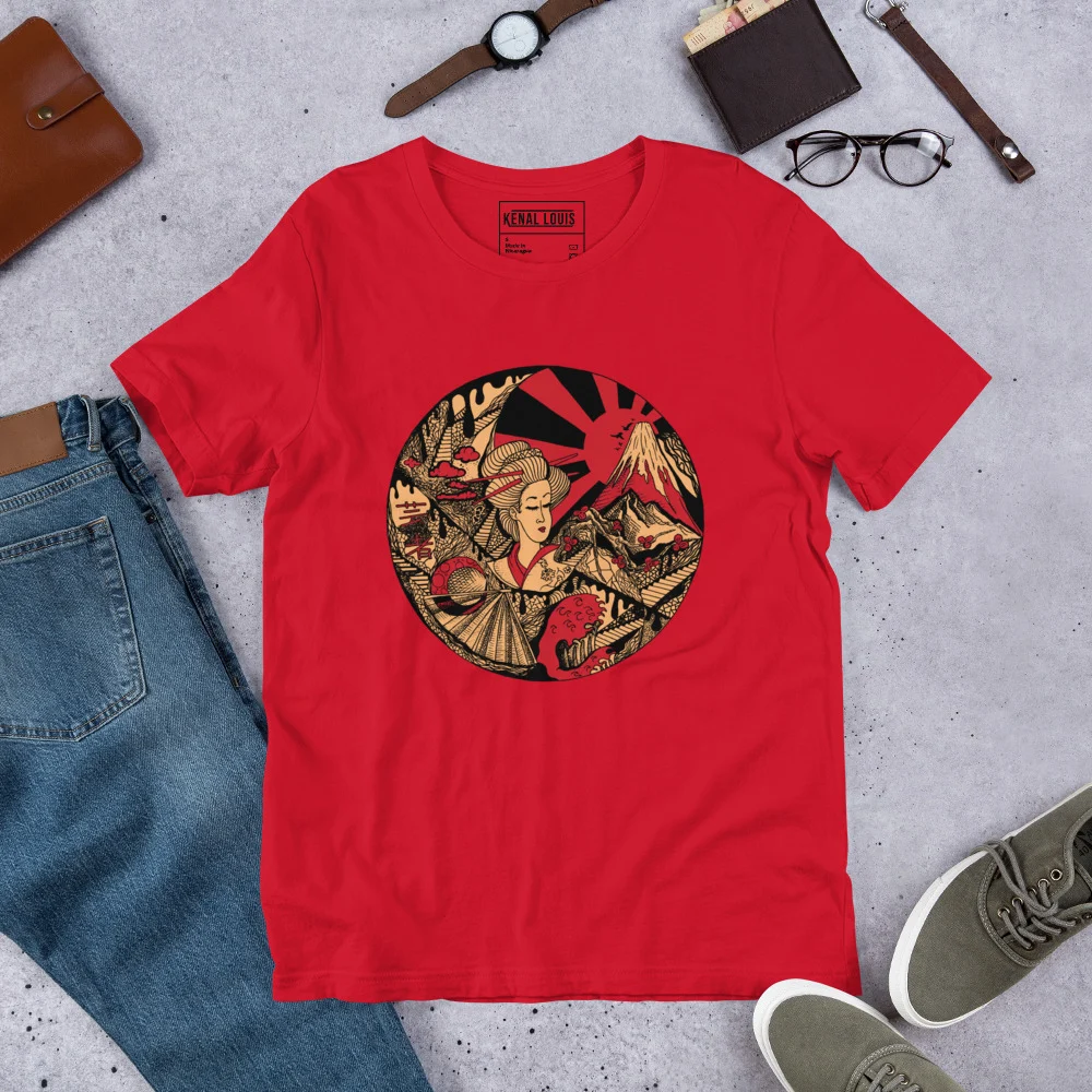 Cream and Red Dreaming of Japan - Japanese Circle T-shirt - Image 5