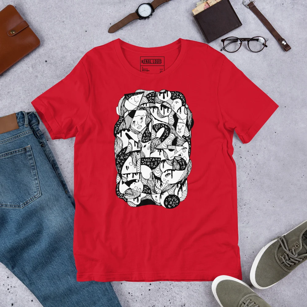 10 Faces and Numbers Abstract T-shirt | Abstract Art T-shirt - Image 6
