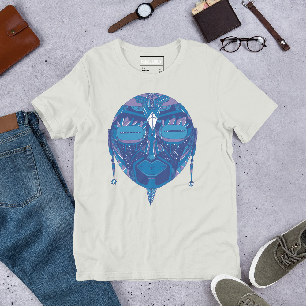 Mountain Blue African Mask No. 2 - African T-shirt