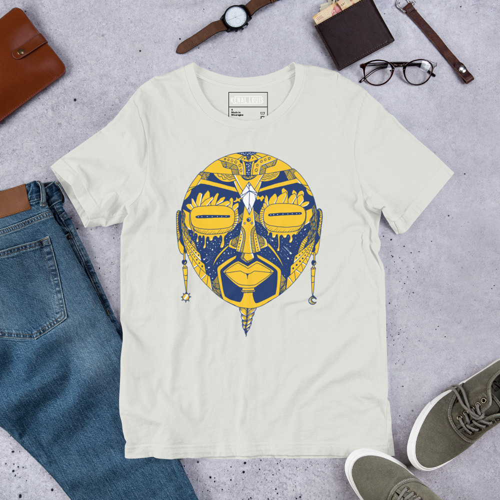 Navy Yellow African Mask No. 2 - African T-shirt
