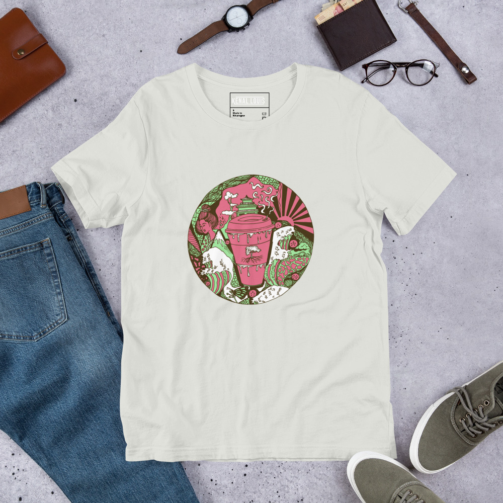 Pink and Green Coffee in Japan - Coffee T-shirt