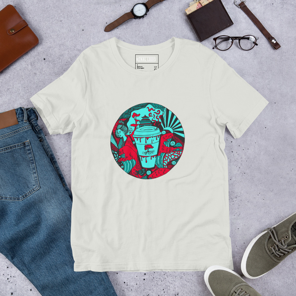 Turquoise Red Coffee in Japan - Coffee T-shirt