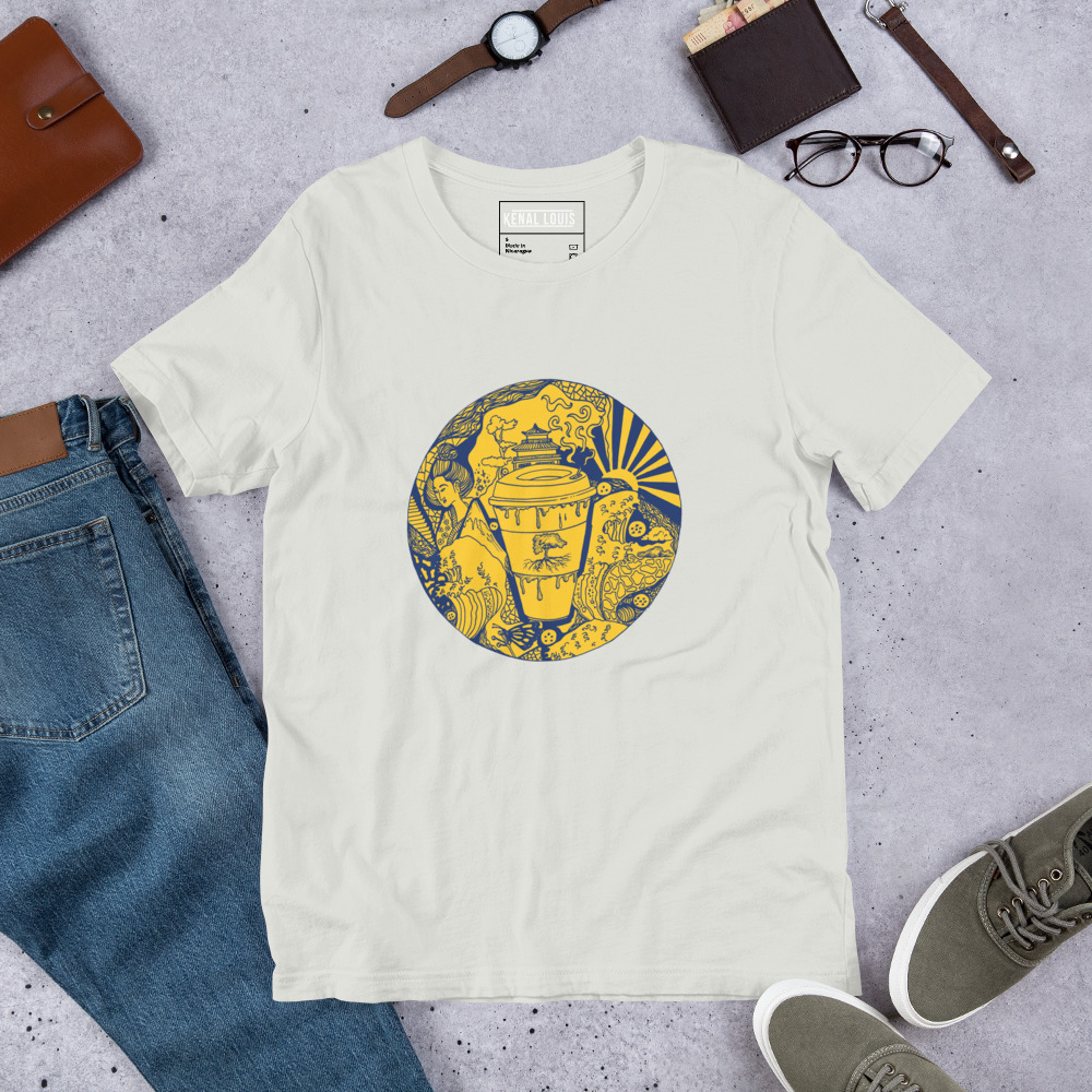 Navy Yellow Coffee in Japan - Coffee T-shirt