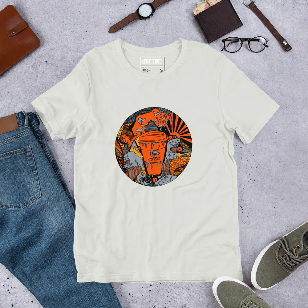 Orange and Grey Coffee in Japan - Coffee T-shirt
