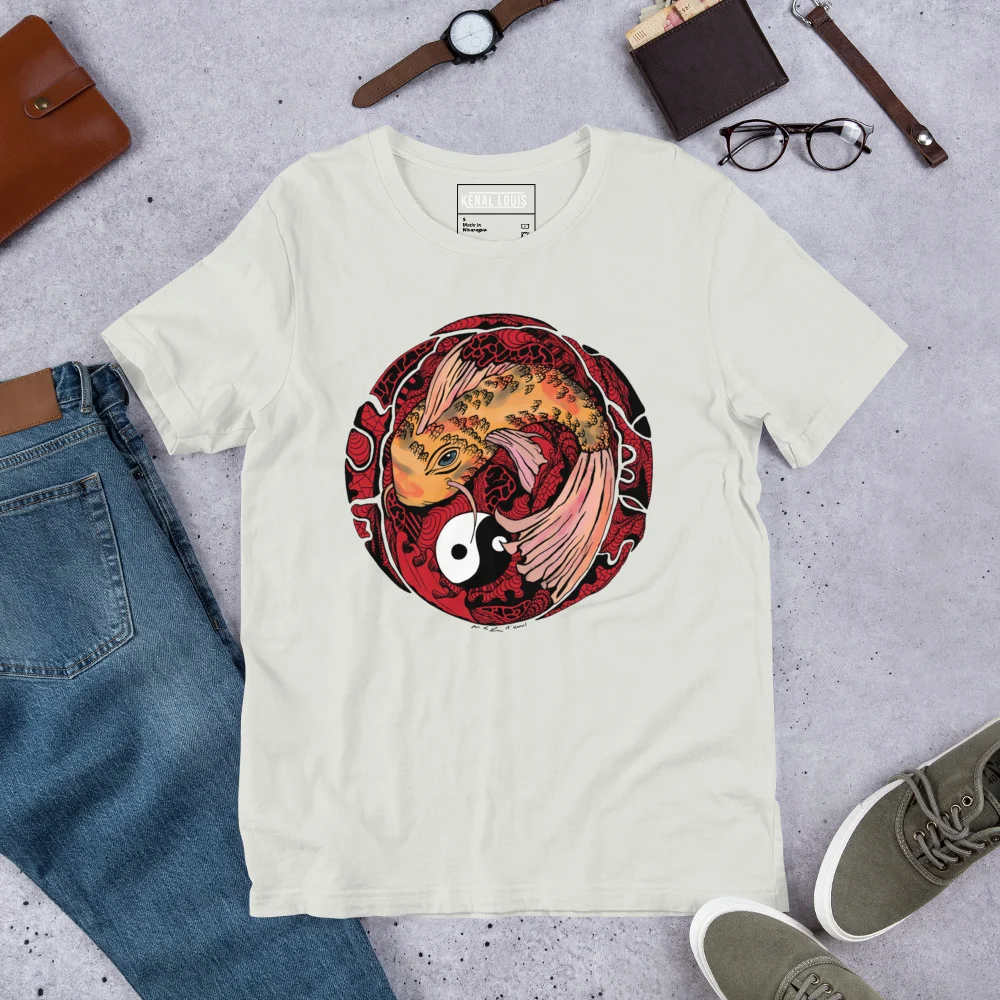 Cream and Red Koi of Balance - Koi Fish T-shirt
