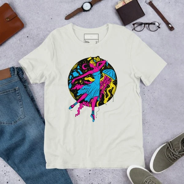 Pink and Green The Oceanic Dancer | Ballerina Drawing T-shirt