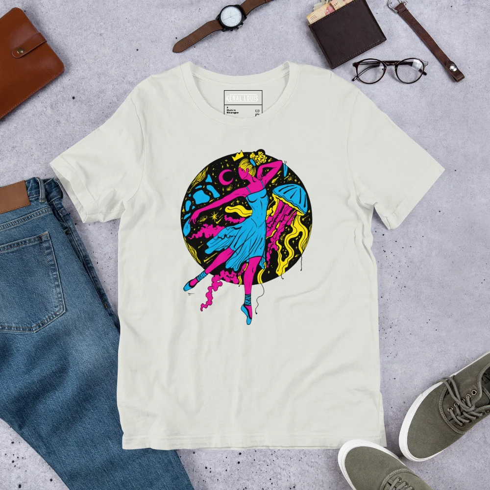 Pink and Green The Oceanic Dancer | Ballerina Drawing T-shirt