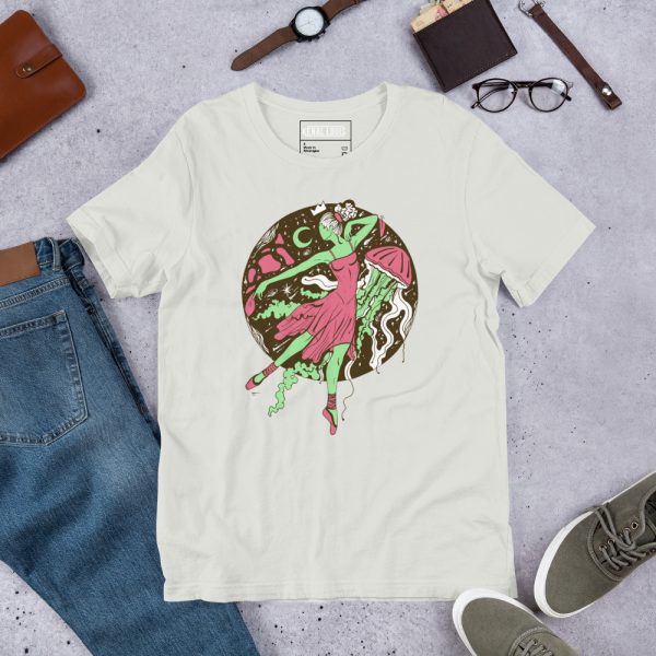 Pink and Green The Oceanic Dancer | Ballerina Drawing T-shirt