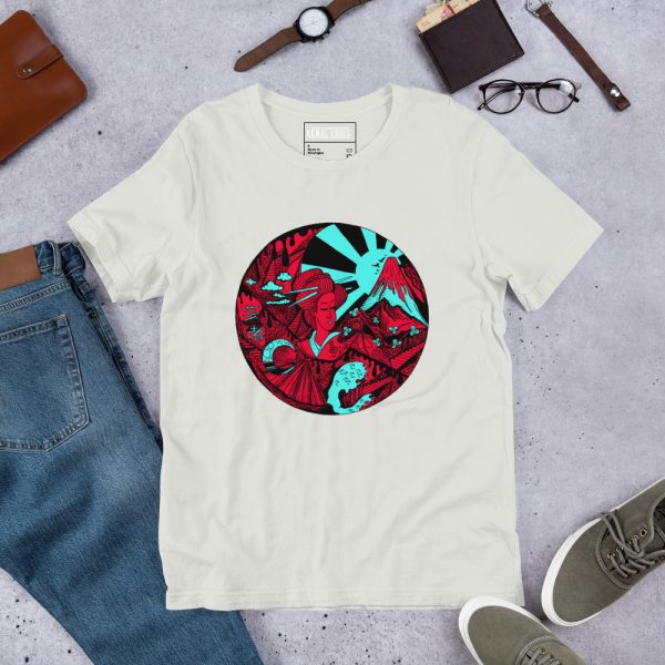 Turquoise Red Dreaming of Japan - Japanese Circle T-shirt