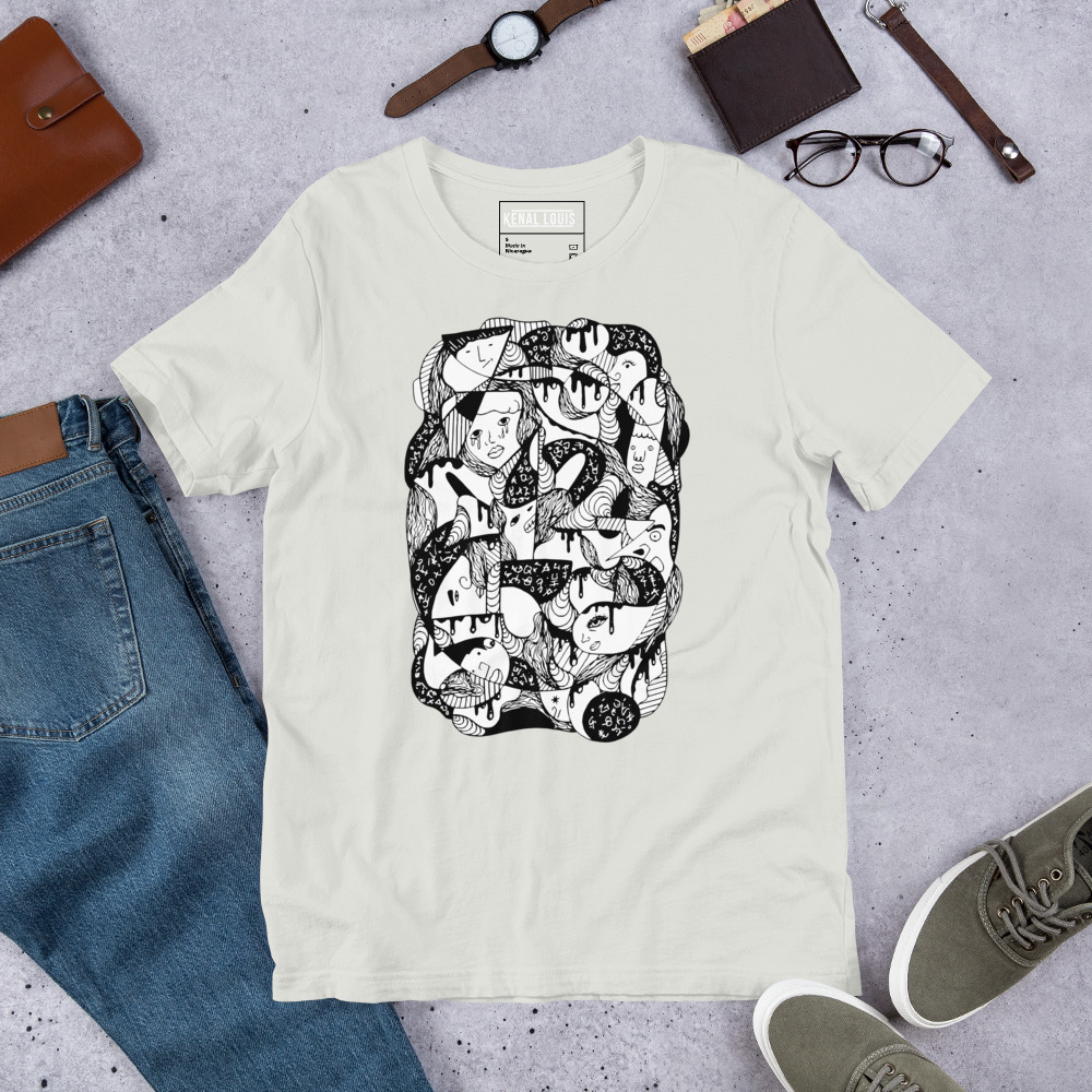 10 Faces and Numbers Abstract T-shirt | Abstract Art T-shirt - Image 10