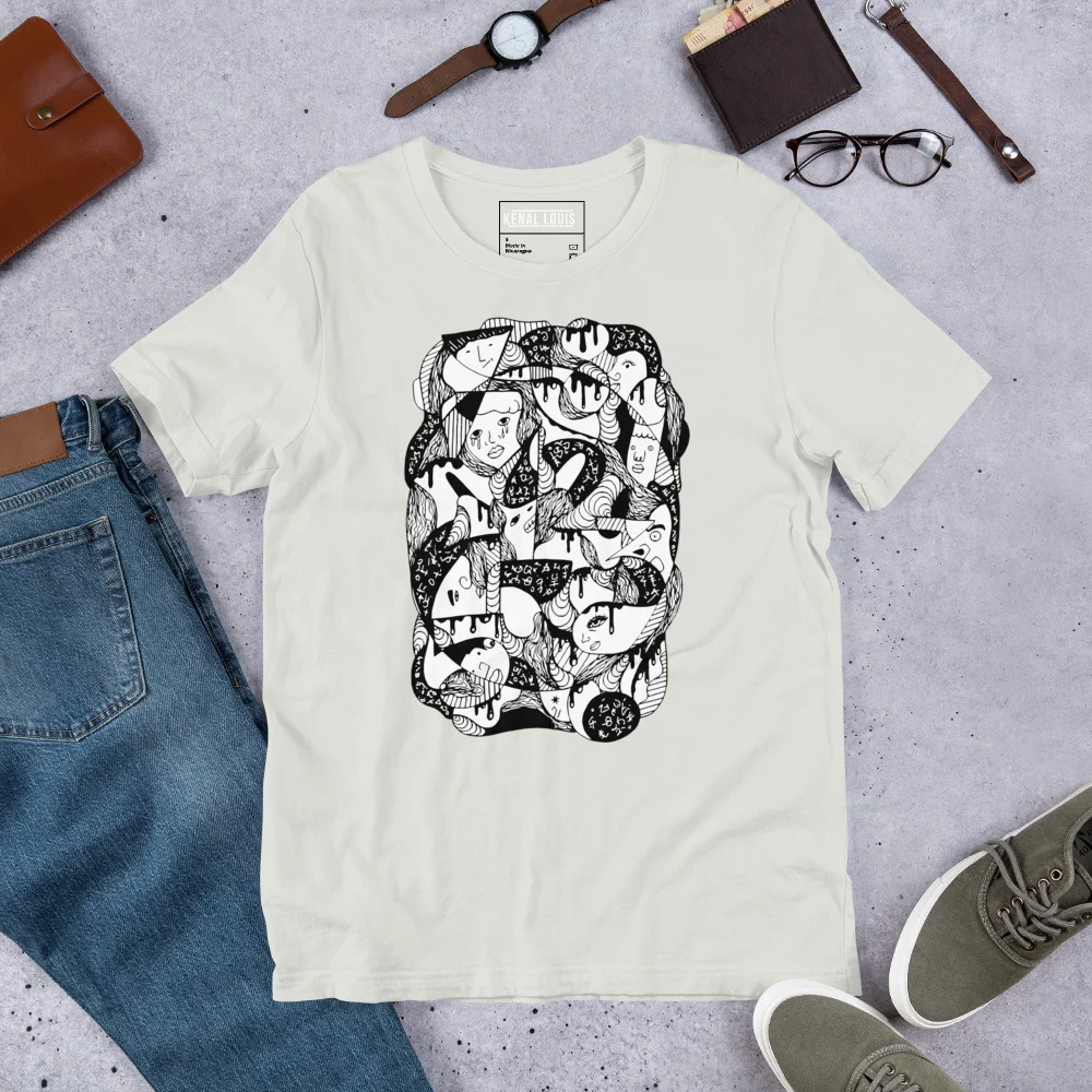 10 Faces and Numbers Abstract T-shirt | Abstract Art T-shirt - Image 10