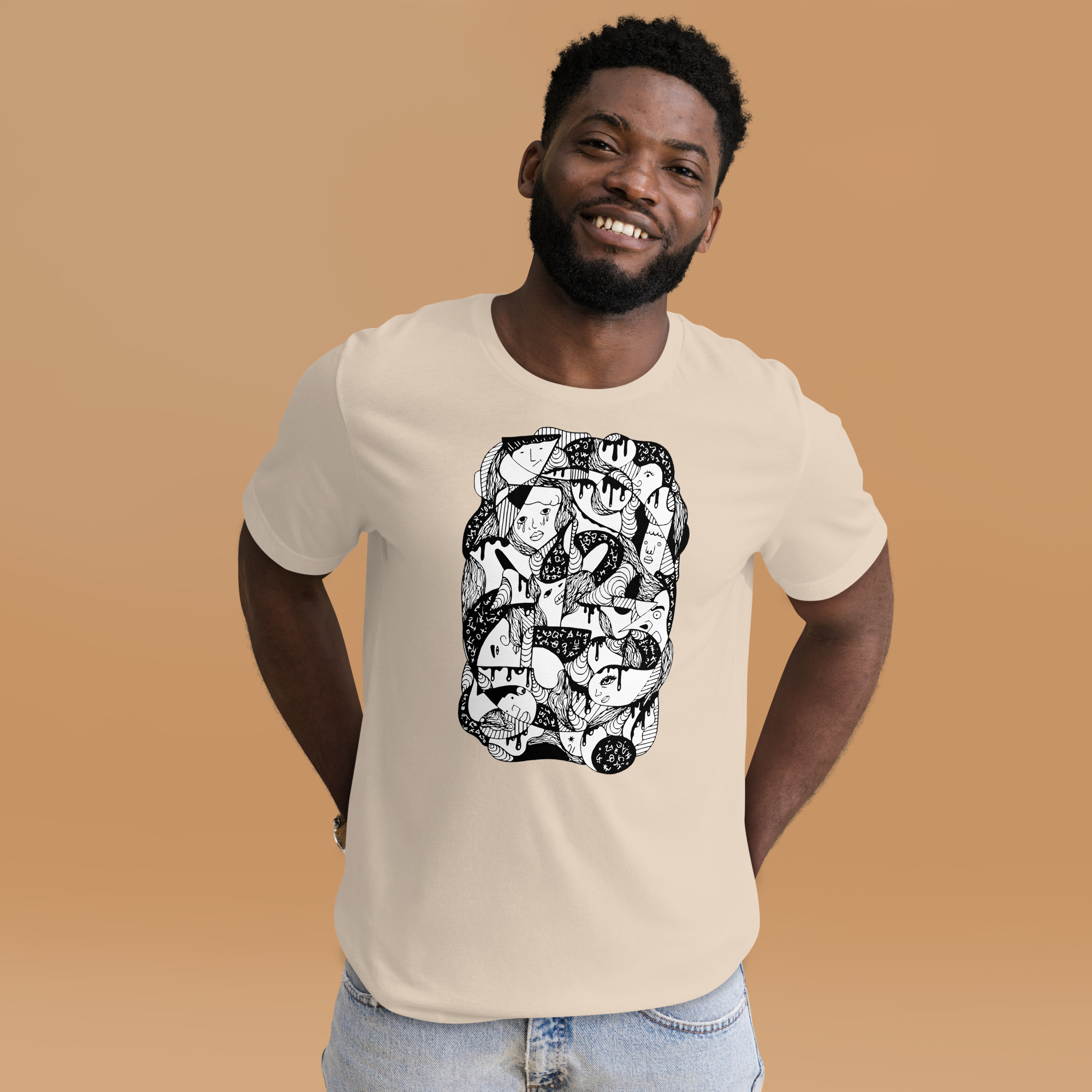 10 Faces and Numbers Abstract T-shirt | Abstract Art T-shirt - Image 2