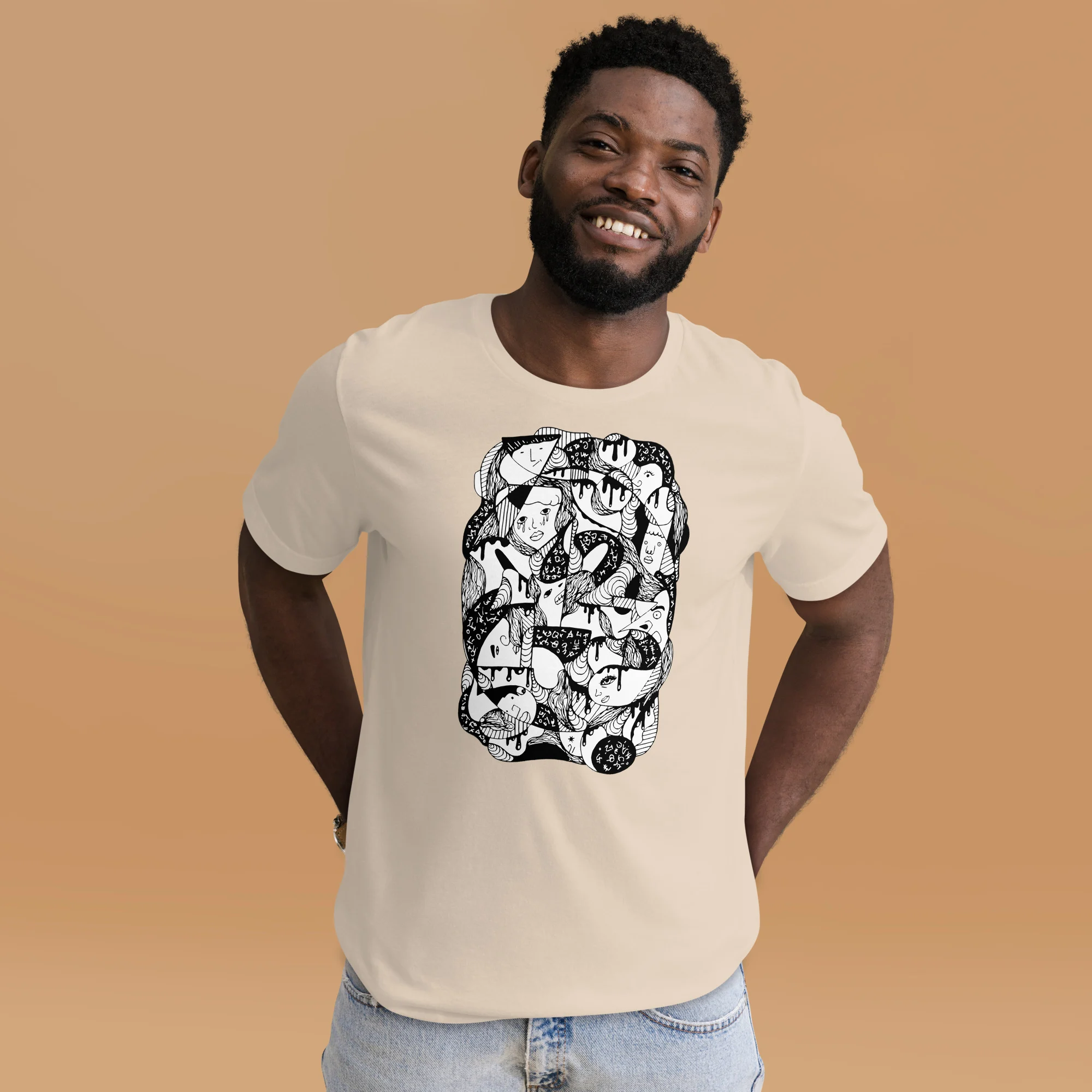10 Faces and Numbers Abstract T-shirt | Abstract Art T-shirt - Image 2
