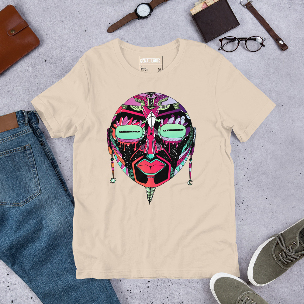 Red Blue Blend African Mask No. 2 - African T-shirt - Image 9