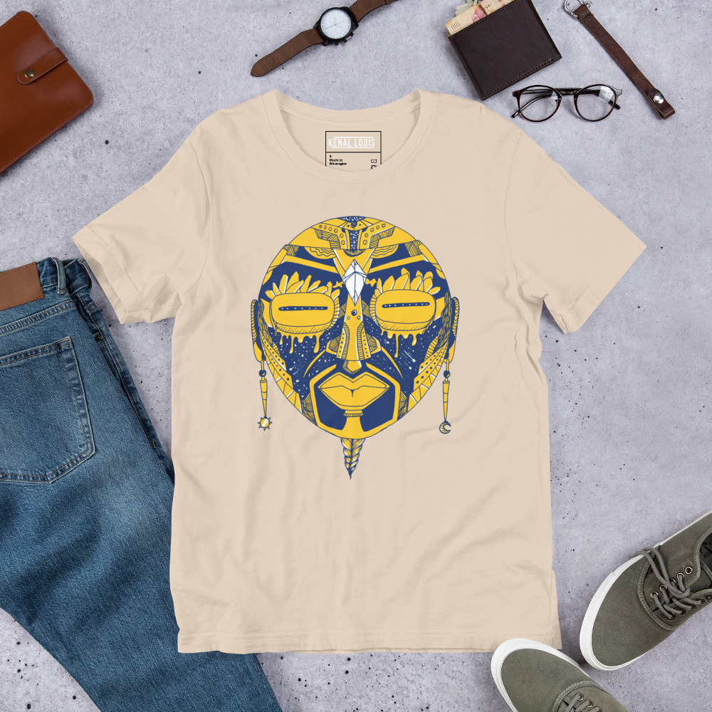 Navy Yellow African Mask No. 2 - African T-shirt - Image 9