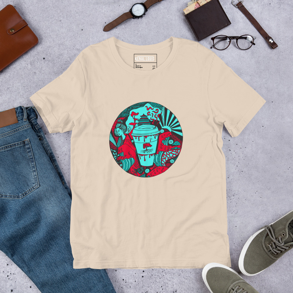 Turquoise Red Coffee in Japan - Coffee T-shirt - Image 9