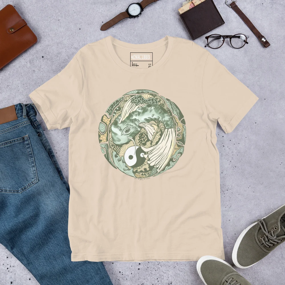 Sage Green Koi of Balance - Koi Fish T-shirt - Image 9