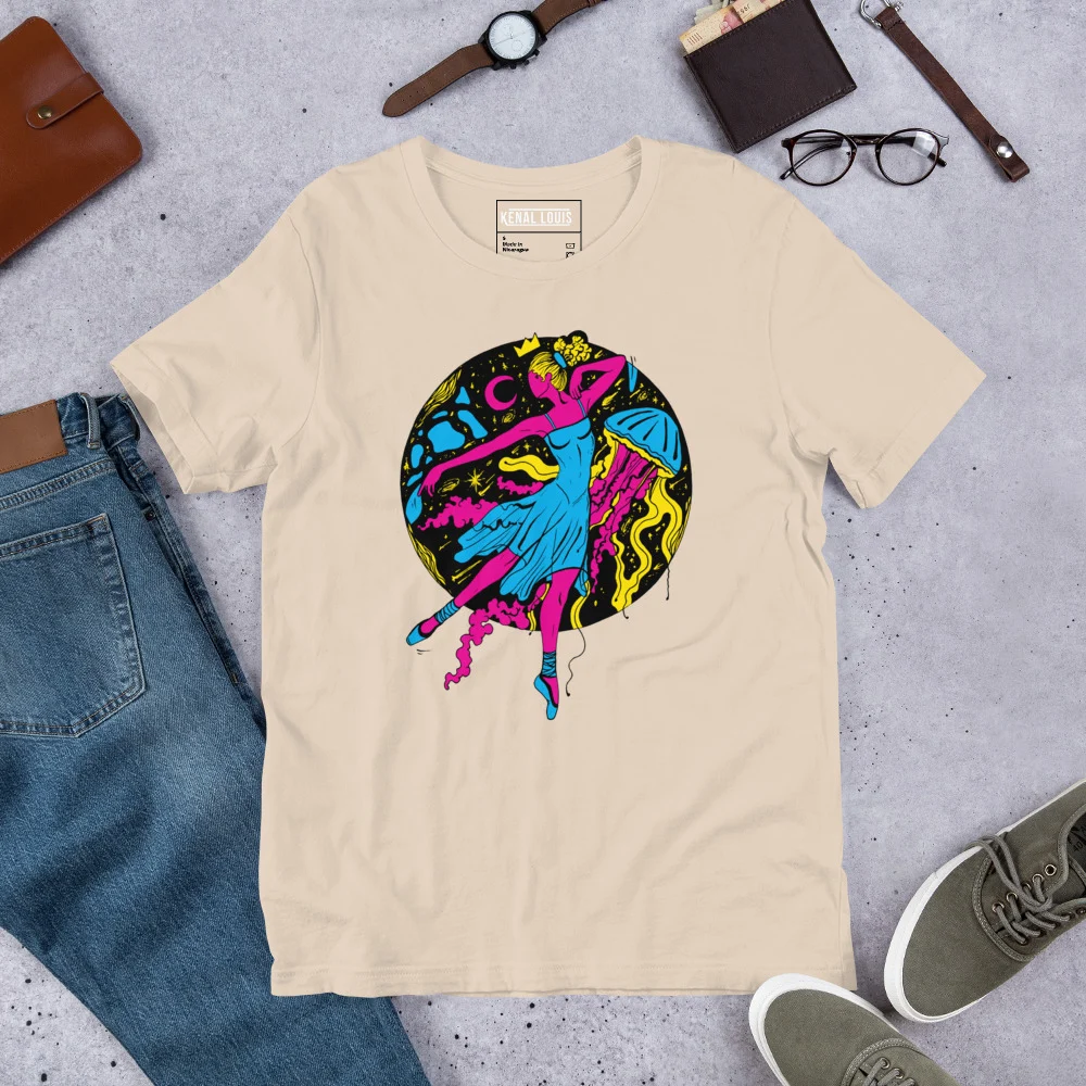 Pink and Green The Oceanic Dancer | Ballerina Drawing T-shirt - Image 9